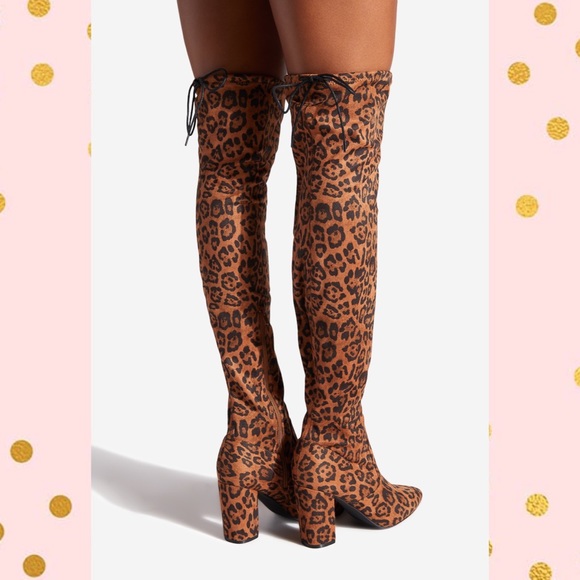 Cheetah Over The Knee Heel Boots Fashion Nova - Picture 2 of 3